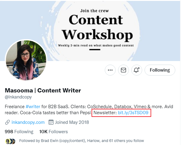 pinned tweet link