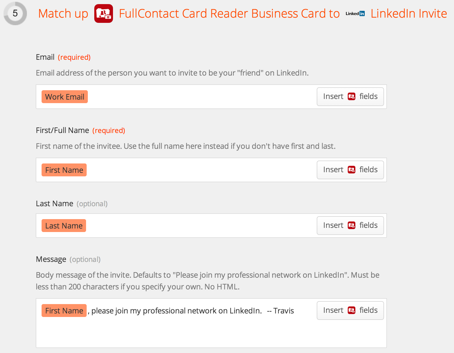 New Business Card Field Mapping